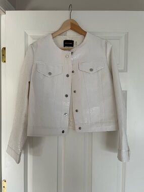 Dolce Cabo White Sequin Jean Jacket